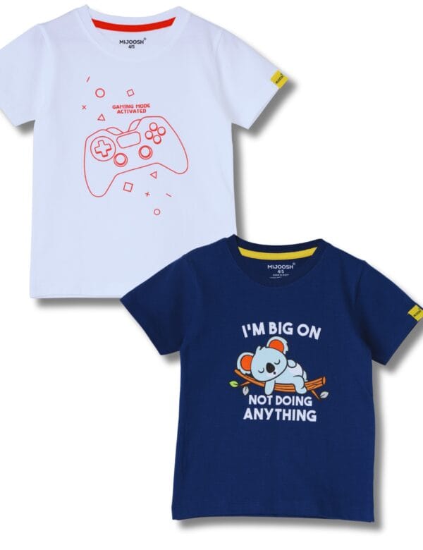 Boys T-Shirt Estate Blue / White, Soft Cotton, Ages 2-6 (2pcs pack)