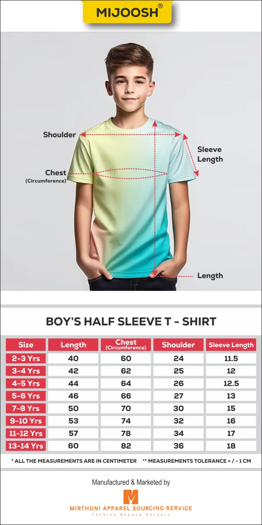 Boys Half Sleeve T Shirt spec