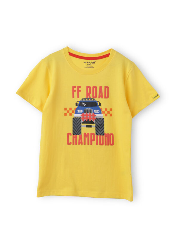 Boys T shirt Cotton Dandelion Yellow Off Road Champion