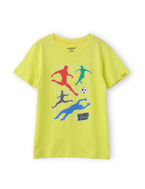 Boys T shirt Cotton Sulphur Spring Lime Soccer Camp