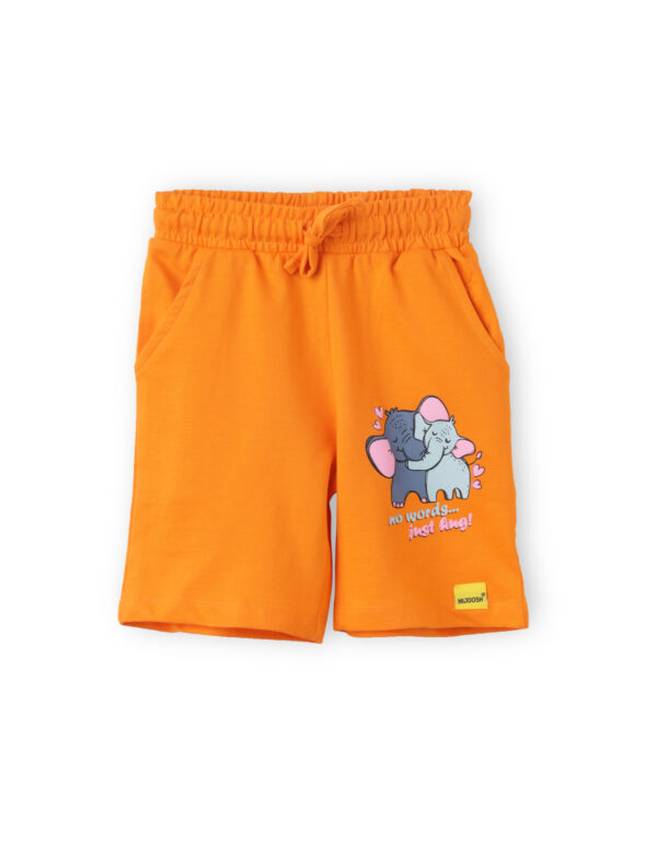 Girls Shorts Cotton French Terry Vibrant Orange Cute Couple Elephant