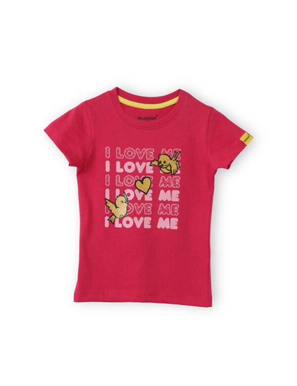 Girls T shirt Cotton Bright Rose Pink Love Ice Creams