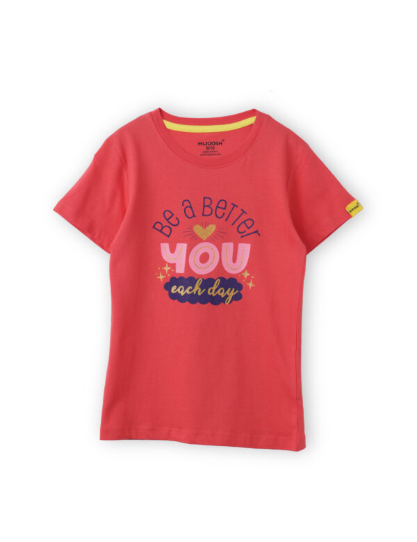 Girls T shirt Cotton Hibiscus Red Be a Better