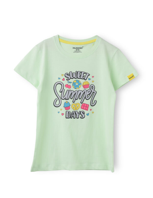 Girls T shirt Cotton Patina Green Sweet Summer