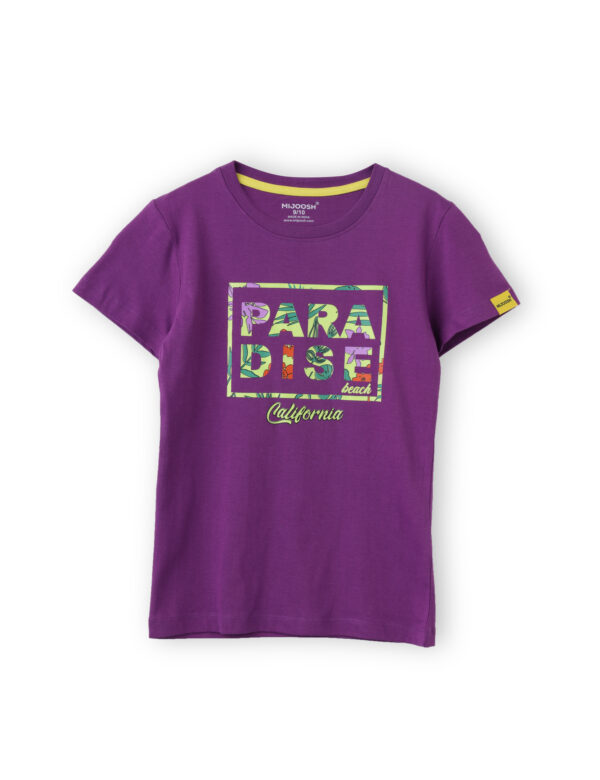 Girls T shirt Cotton Sparkling Grape Violet Paradise Beach