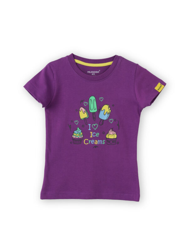 Girls T shirt Cotton Sparkling Grape Violet Love Ice Creams