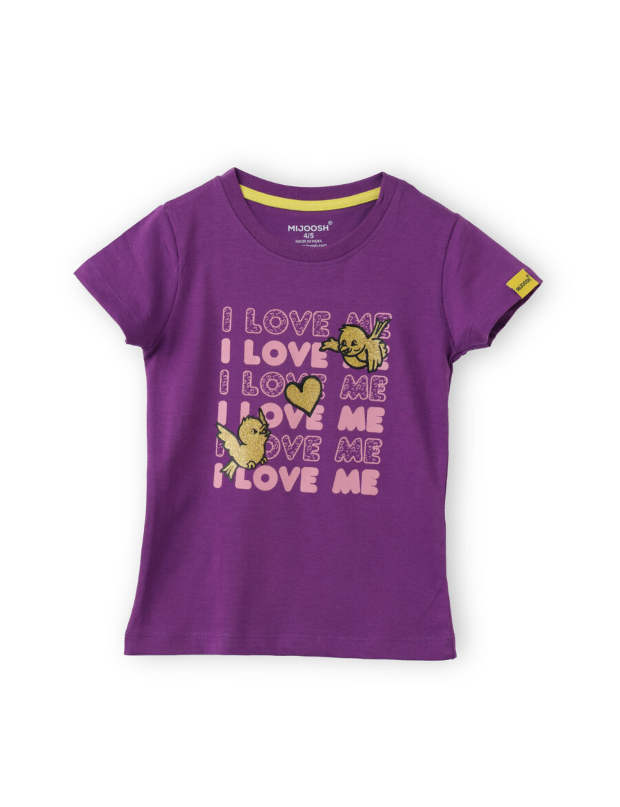 Girls T shirt Cotton Sparkling Grape Violet Love Tweety