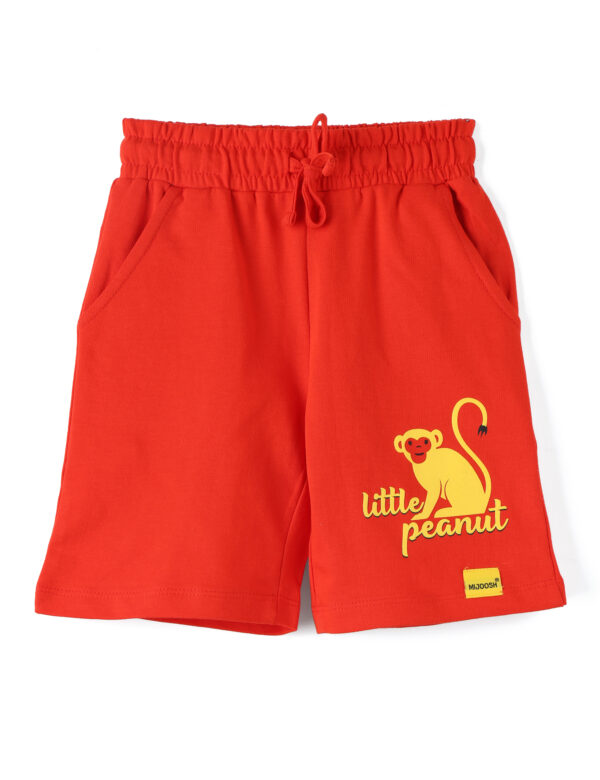 Boys Shorts Cotton French Terry Fiery Red Peanut Monkey