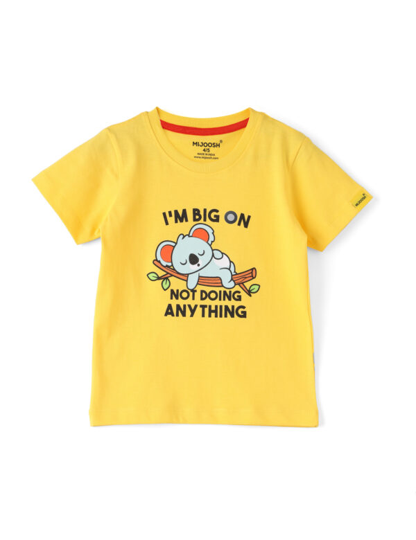 Boys T shirt Cotton Dandelion Yellow Not Doing Anything