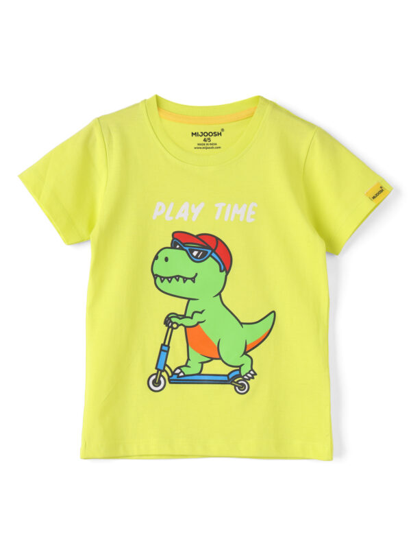 Boys T shirt Cotton Sulphur Spring Lime Skating Dino