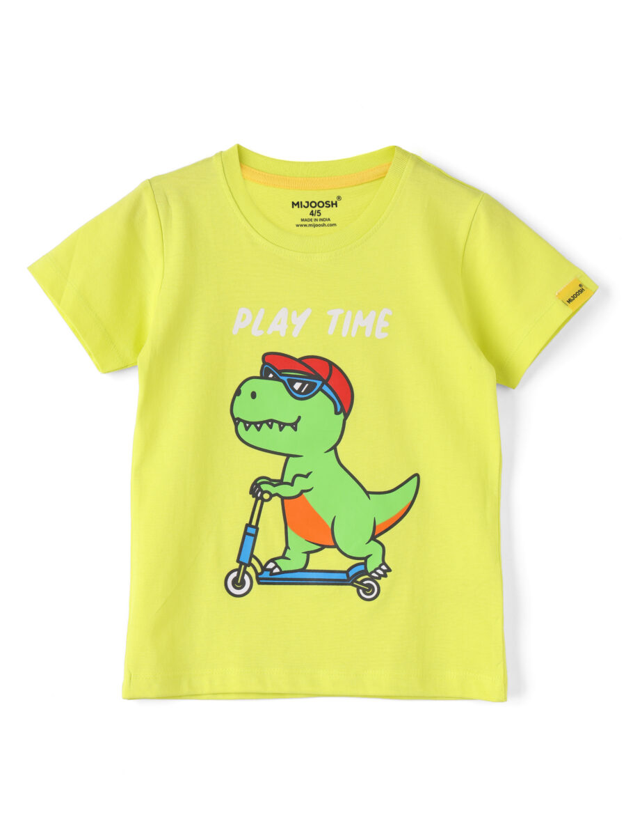 Boys T shirt Cotton Sulphur Spring Lime Skating Dino