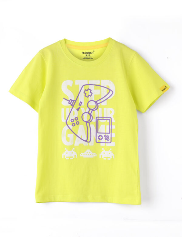 Boys T shirt Cotton Sulphur Spring Lime "Step Your Game"