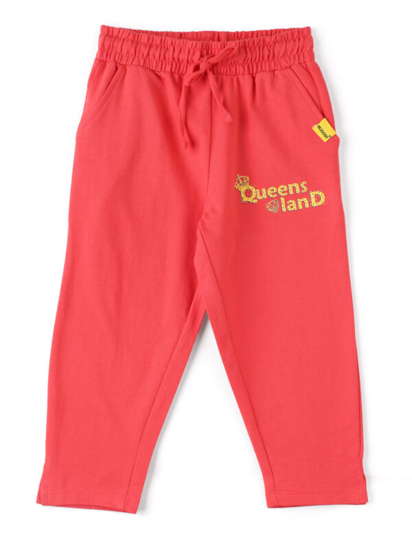 Girls Capri Pants Cotton French Terry Hibiscus Red Queen’s Land