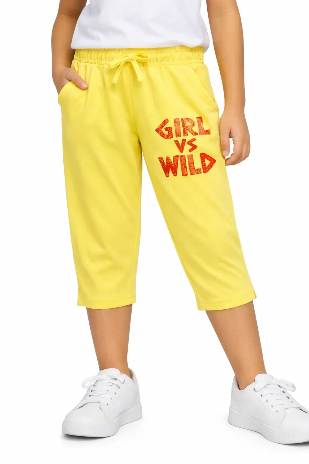 Girls Cotton Capri Pants | Yellow | 7-14Y