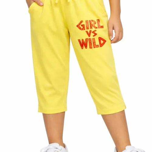 Girls Cotton Capri Pants | Yellow | 7-14Y