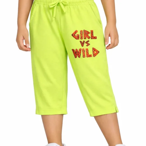 Girls Cotton Capri Pants | Lime Green | 7-14Y