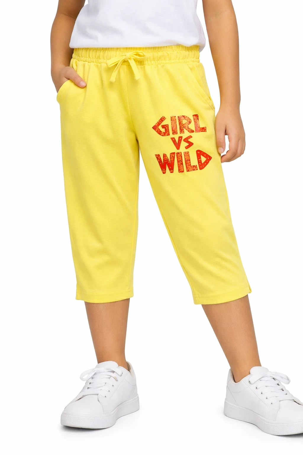 Girl Vs Wild Capri Pants Girls Cotton Capri Pants | Yellow | 7-14Y