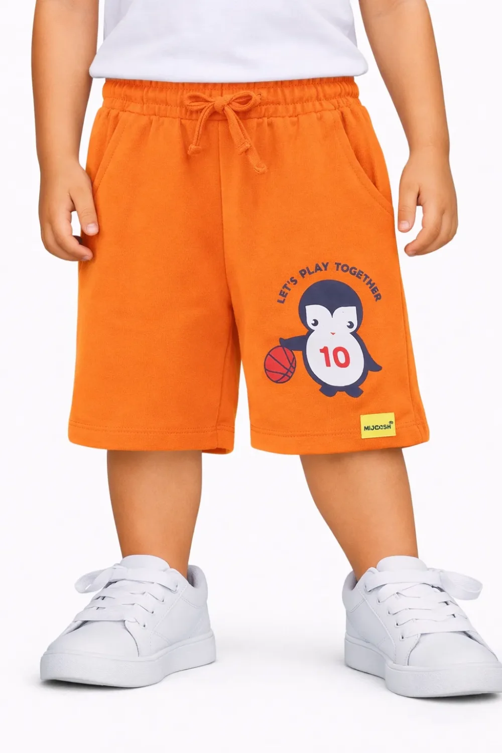 Boys Cotton Shorts with Baby Penguin Print | Scarlet Ibis | Ages 2-6 | Mijoosh