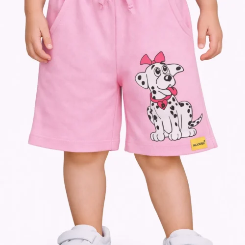 Girls Cotton Shorts | Cute Dog | Pink | 2-6Y