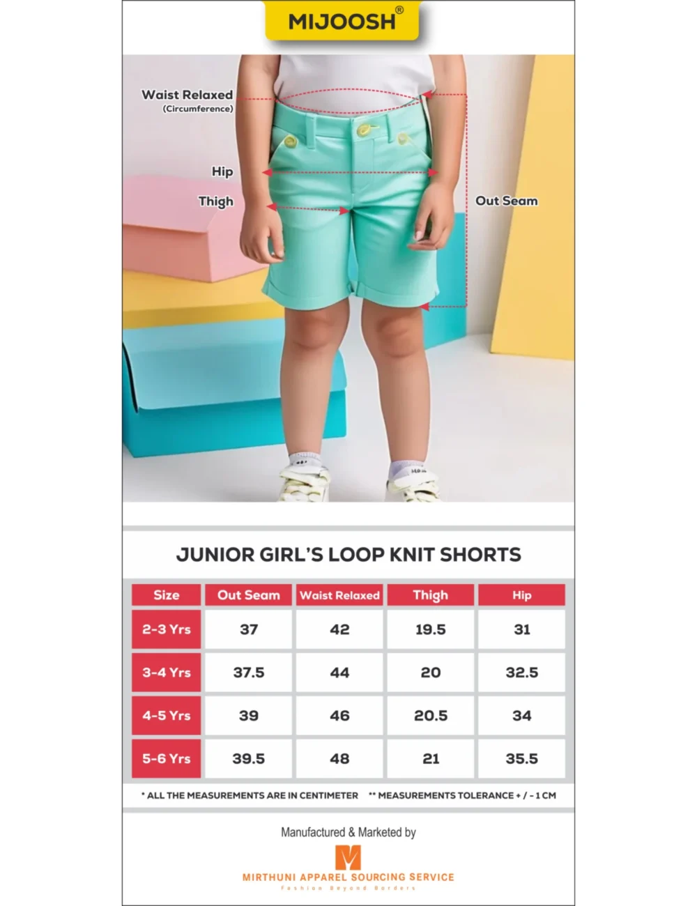 Girls Cotton Shorts | Giraffe | Red | 2-6Y