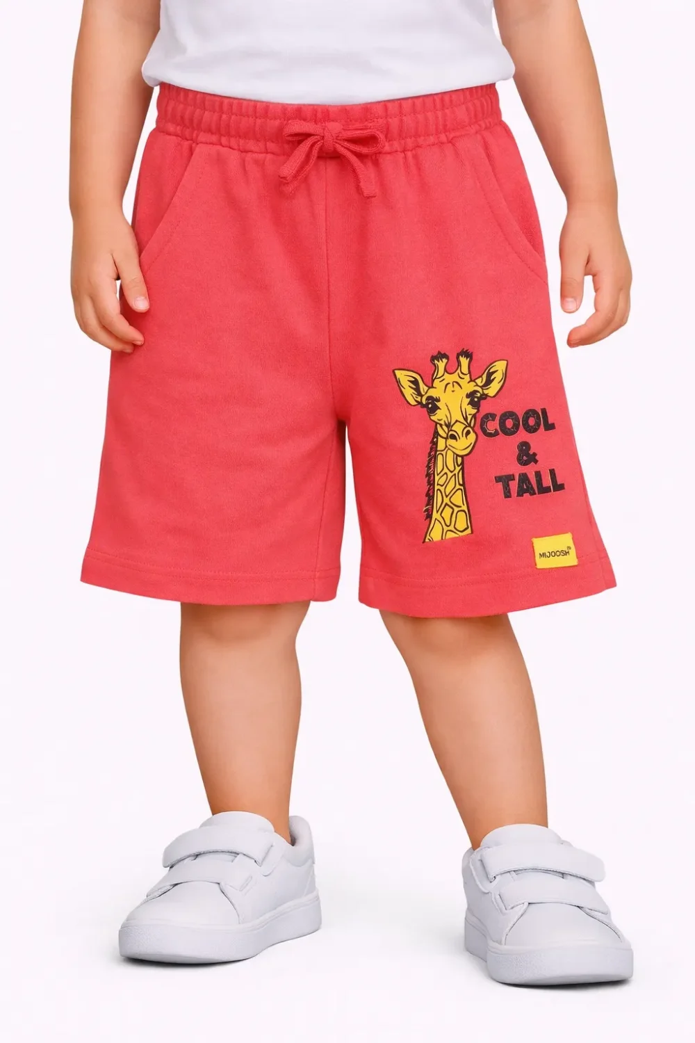 Girls Cotton Shorts | Giraffe | Red | 2-6Y