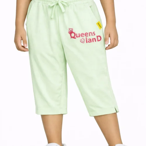Girls Cotton Capri Pants | Green Queens | 7-14Y