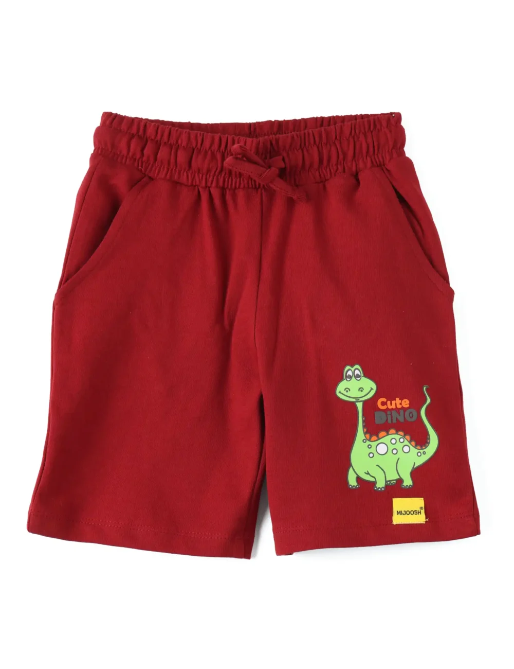 Boys Cotton Shorts with Cute Dino Print | Winery Red | Ages 2-6 | Mijoosh