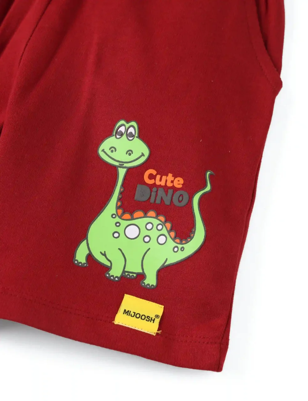 Boys Cotton Shorts with Cute Dino Print | Winery Red | Ages 2-6 | Mijoosh