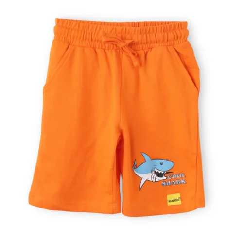 Boys Cotton Shorts with Cool Shark Print | Scarlet Ibis | Ages 2-6 | Mijoosh