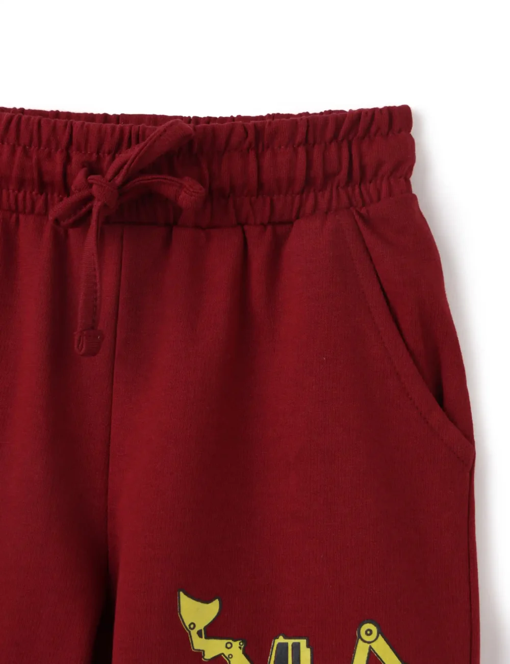 Boys Cotton Shorts with Mini Digger Print | Winery Red | Ages 2-6 | Mijoosh