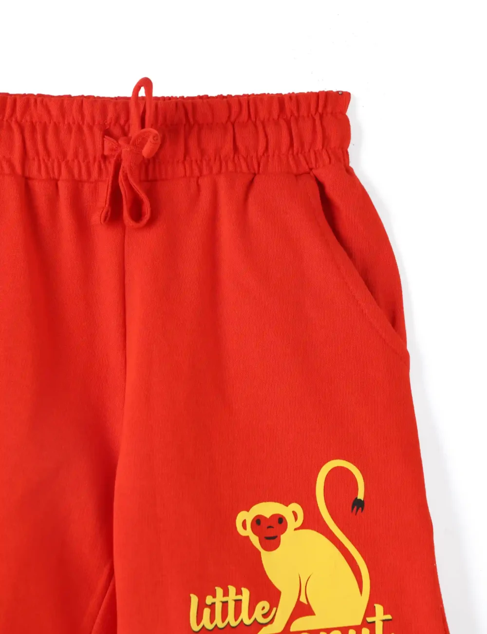 Boys Cotton Shorts with Peanut Monkey Print | Fiery Red | Ages 2-6 | Mijoosh
