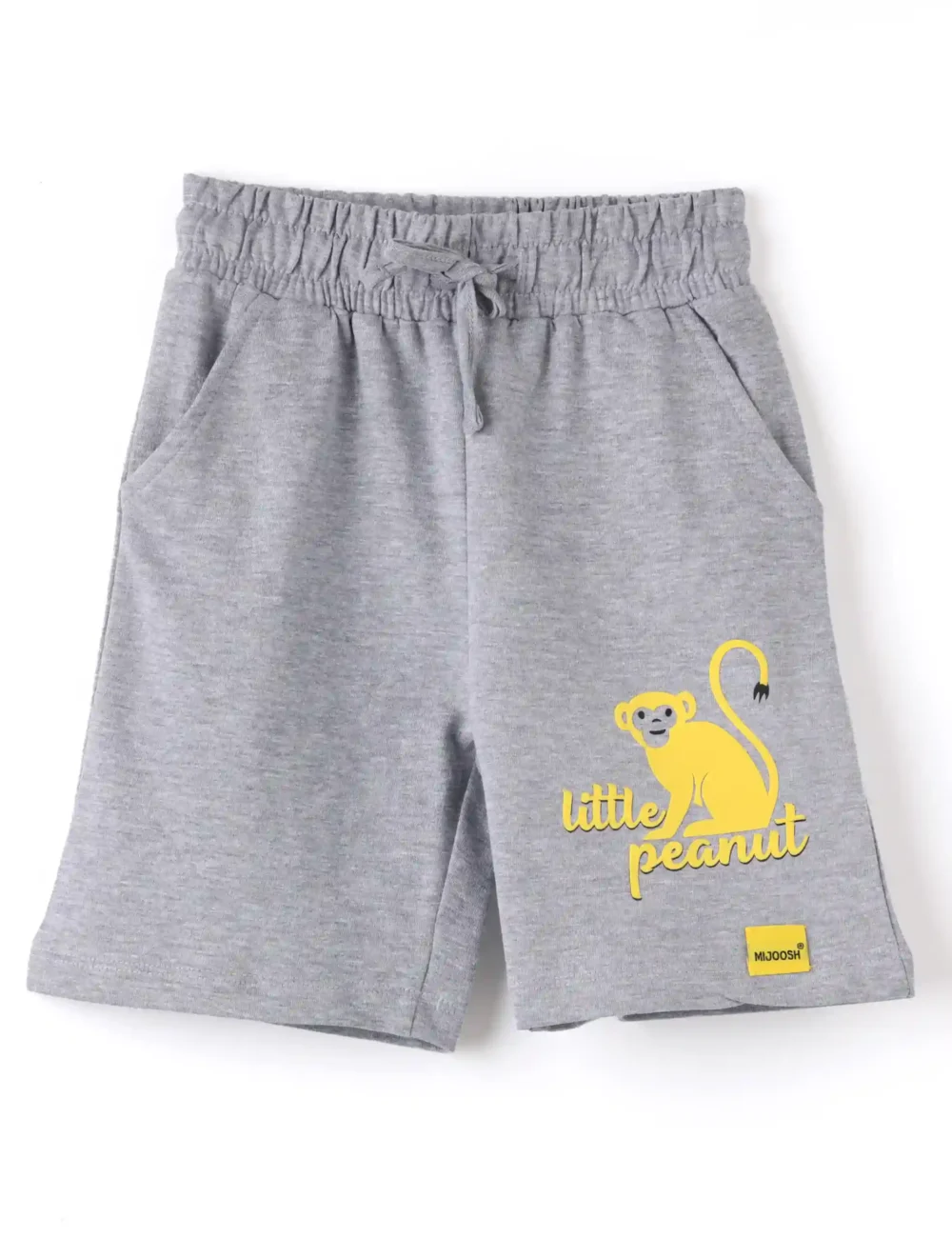 Boys Cotton Shorts with Peanut Monkey Print | Grey Heather | Ages 2-6 | Mijoosh