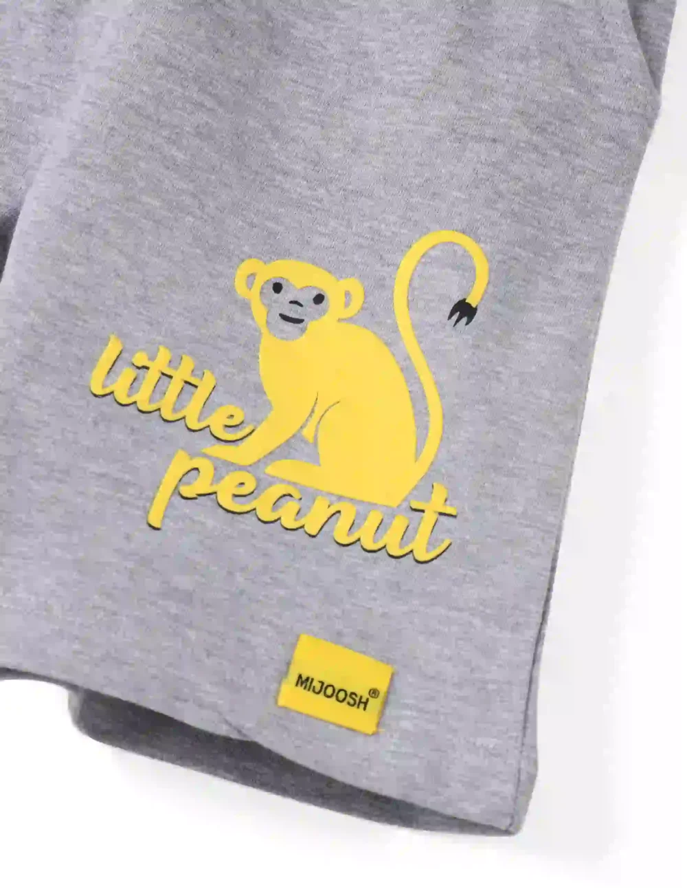 Boys Cotton Shorts with Peanut Monkey Print | Grey Heather | Ages 2-6 | Mijoosh