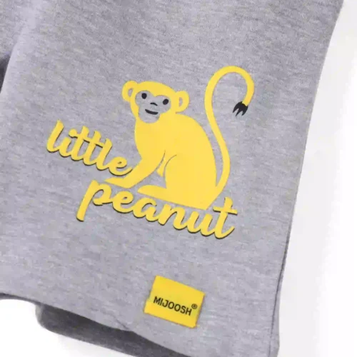 Boys Cotton Shorts with Peanut Monkey Print | Grey Heather | Ages 2-6 | Mijoosh