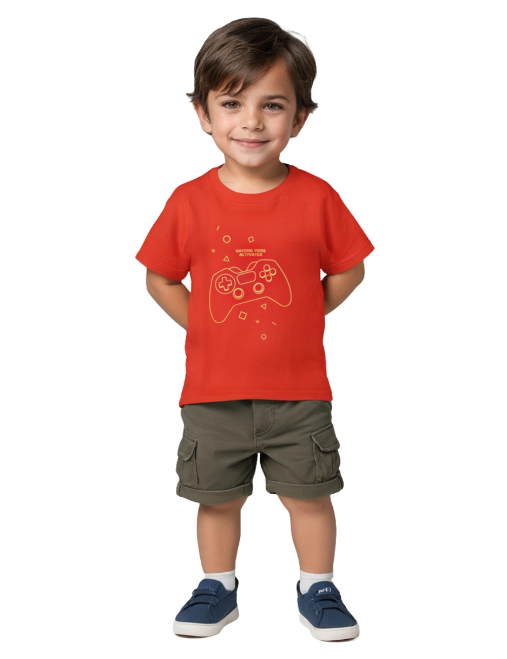 Boys Cotton T-Shirt | Joystick Gamer | Fiery Red | 2-6Y