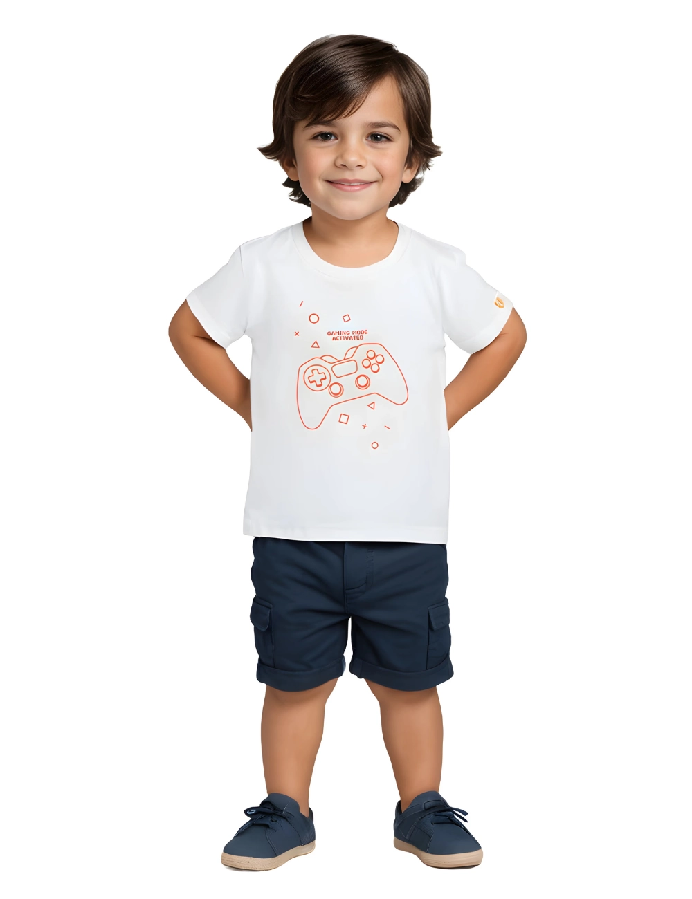 Boys Cotton T-Shirt | Joystick Gamer | White | 2-6Y