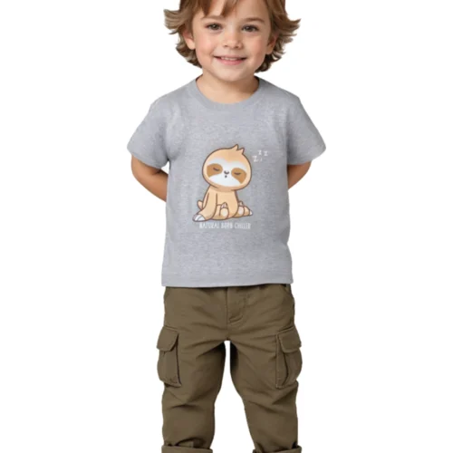 Boys Cotton T-Shirt | Born Chiller | Grey Heather | 2-6Y
