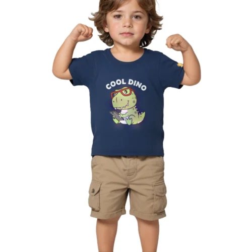 Boys Cotton T-Shirt | Cool Dino | Estate Blue | 2-6Y