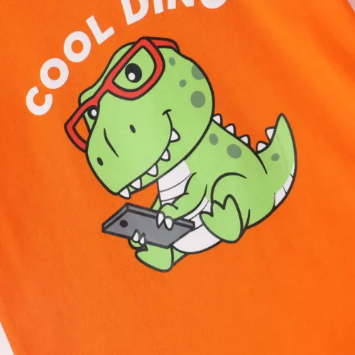 Boys Cotton T-Shirt | Cool Dino | Scarlet Ibis | 2-6Y