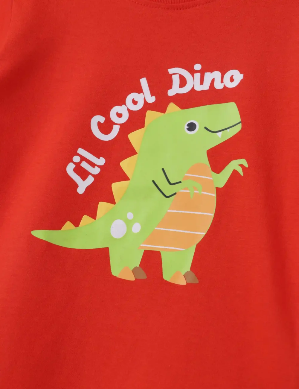 Boys Cotton T-Shirt | Lil Cool Dino | Fiery Red | 2-6Y