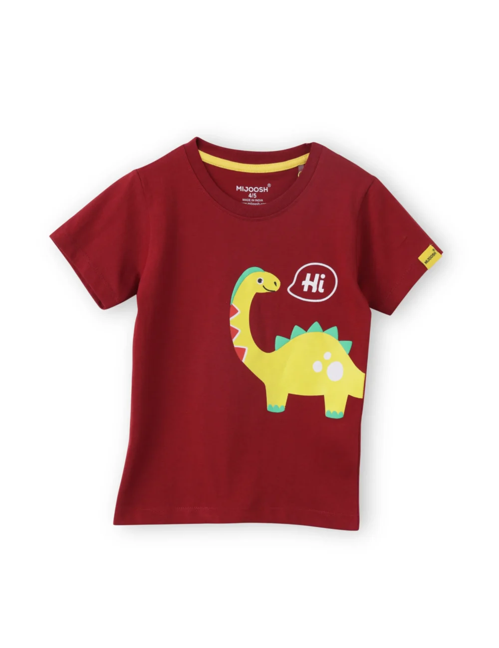 Boys Cotton T-Shirt | Hi Dino | Winery Red | 2-6Y