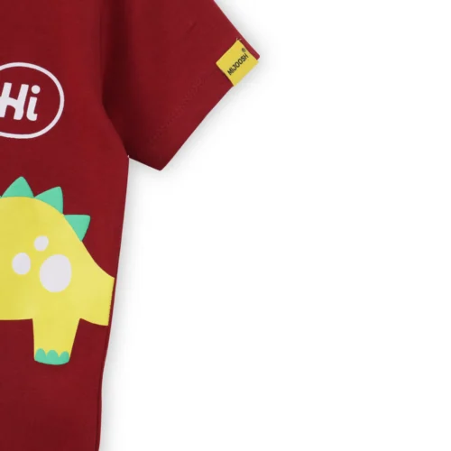 Boys Cotton T-Shirt | Hi Dino | Winery Red | 2-6Y