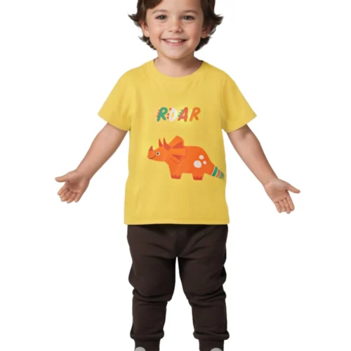 Boys Cotton T-Shirt | Roar Dino | Dandelion | 2-6Y