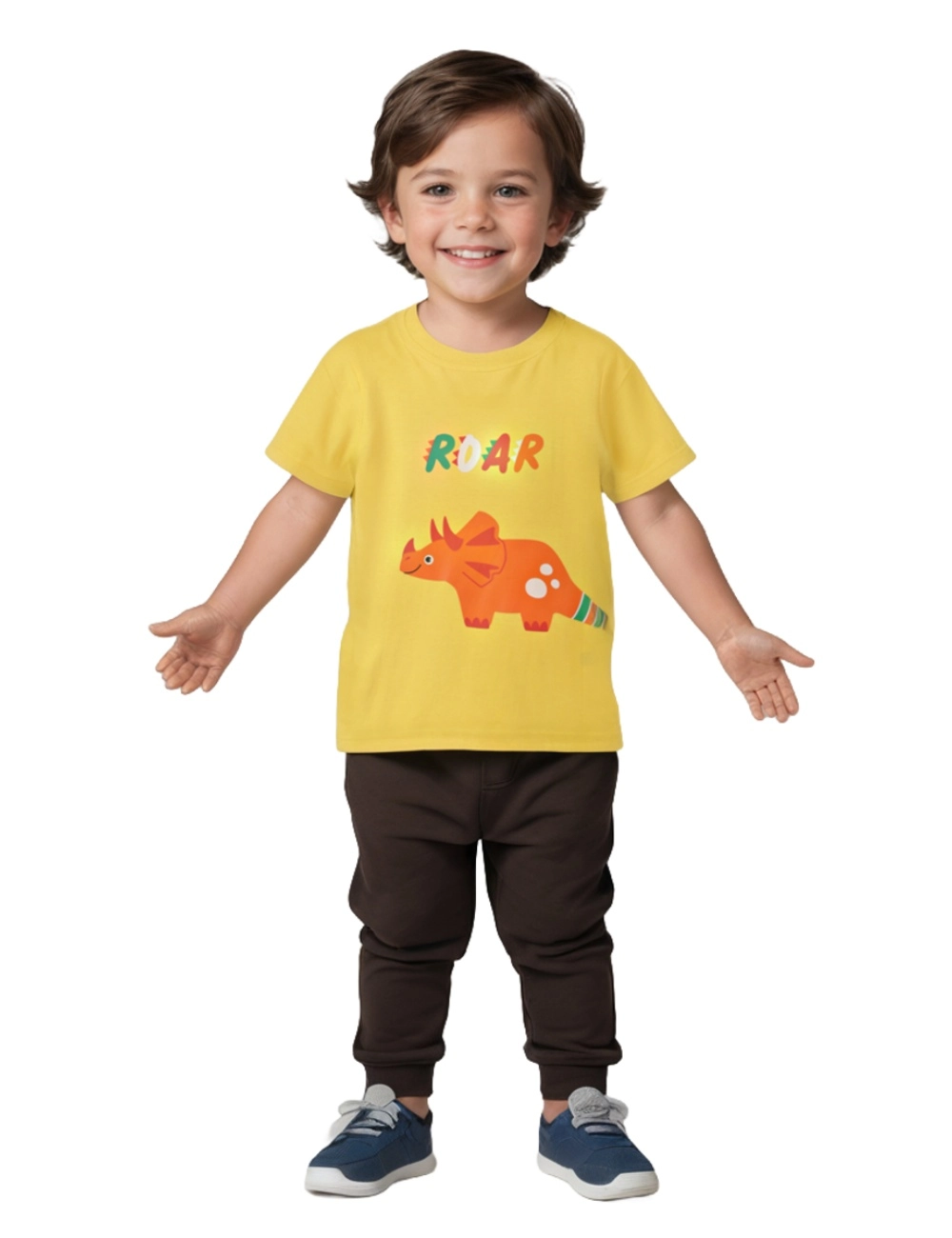 Boys Cotton T-Shirt | Roar Dino | Dandelion | 2-6Y