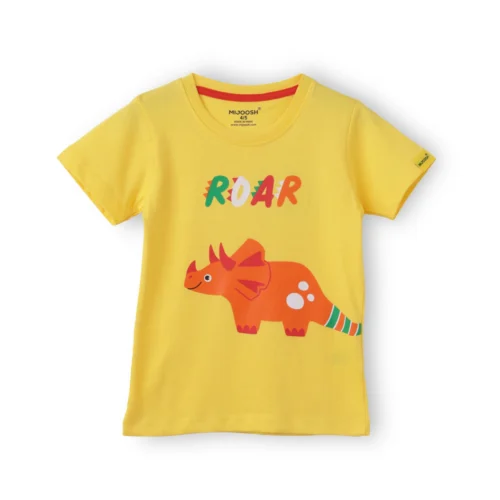 Boys Cotton T-Shirt | Roar Dino | Dandelion | 2-6Y