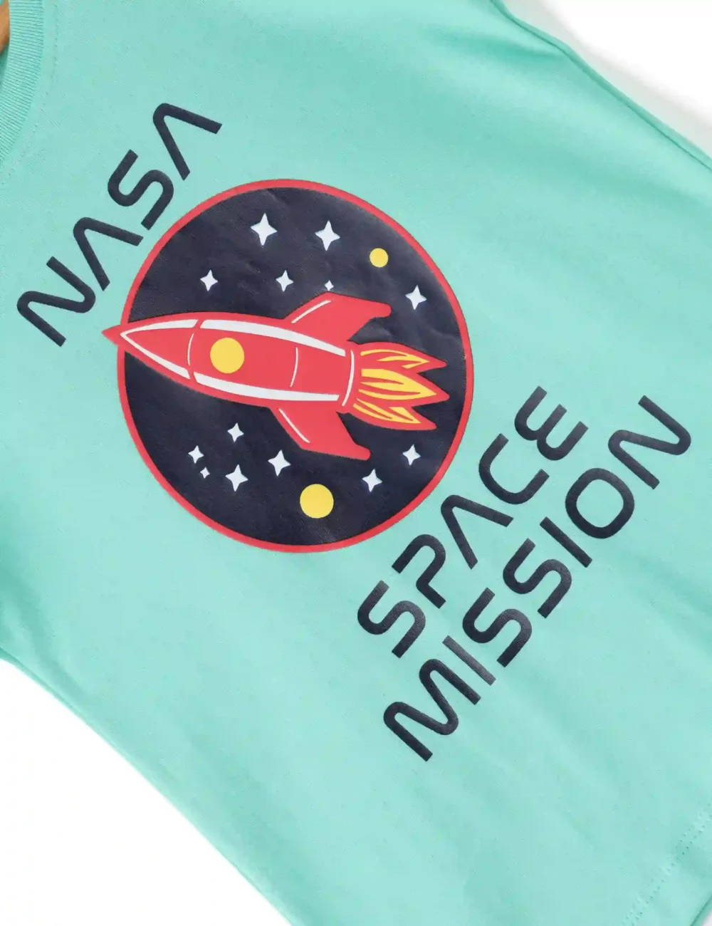 Boys Cotton T-Shirt | Space Mission | Biscay Green | 2-6Y