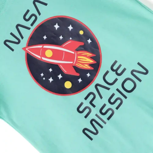 Boys Cotton T-Shirt | Space Mission | Biscay Green | 2-6Y