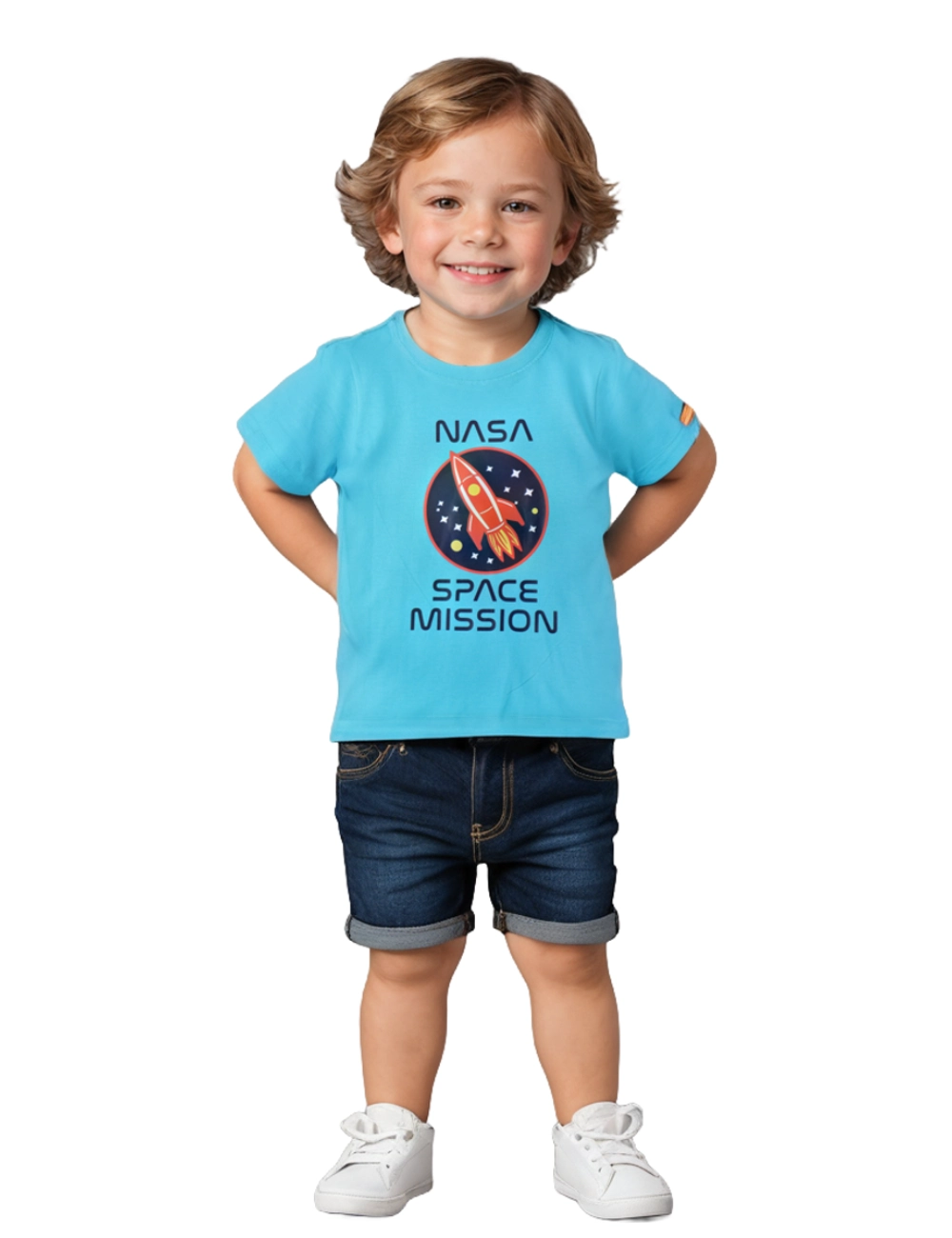 Boys Cotton T-Shirt | Space Mission | Scuba Blue | 2-6Y