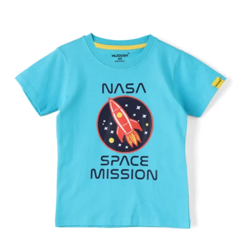 Boys Cotton T-Shirt | Space Mission | Scuba Blue | 2-6Y