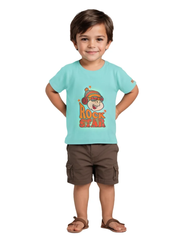 Boys Cotton T-Shirt | Rock Star | Biscay Green | 2-6Y
